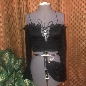 Black lilli lace off the shoulder top